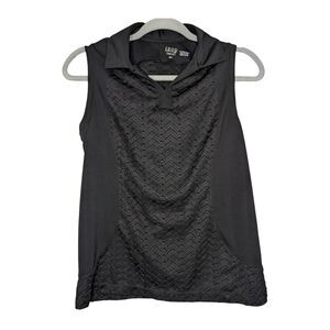 Women's IZOD Cool FX Black Knit Collared Tank Top, Size Small